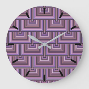 Mauve stripes square scales pattern large clock