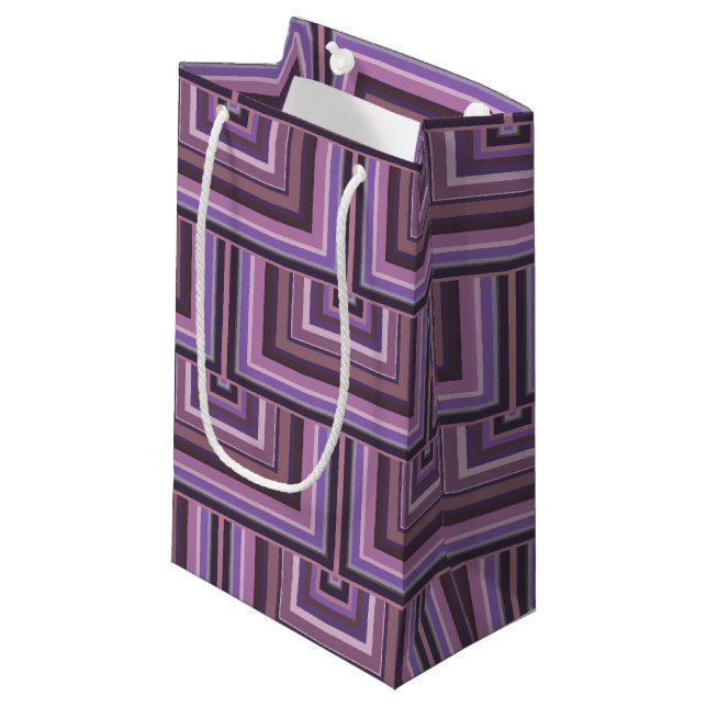 Mauve stripes square scales pattern small gift bag (Front Angled)