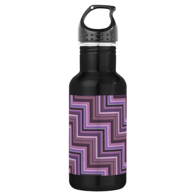 Mauve stripes stairs pattern 532 ml water bottle (Front)