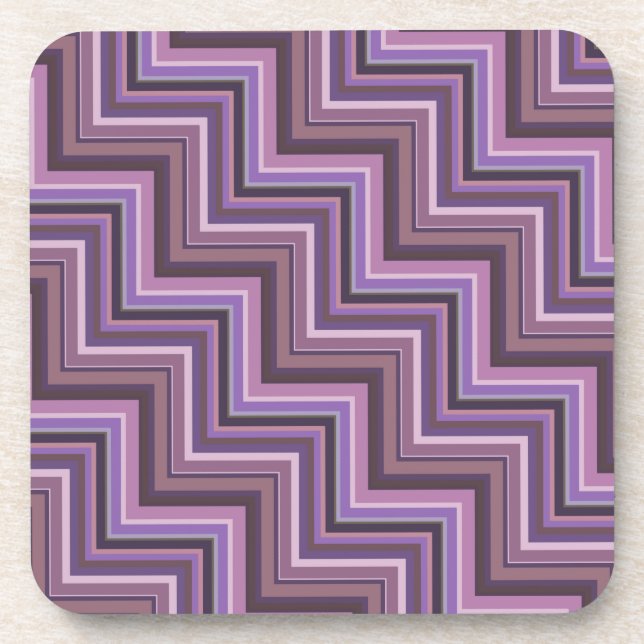 Mauve stripes stairs pattern coaster (Front)