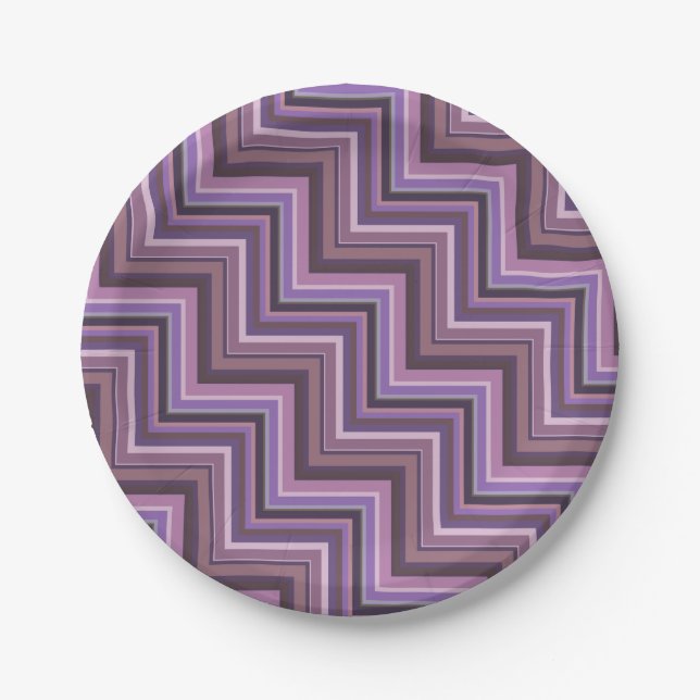 Mauve stripes stairs pattern paper plate (Front)