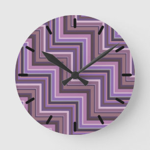 Mauve stripes stairs pattern round clock