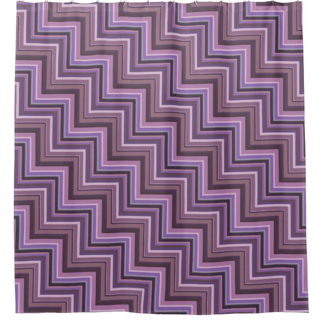 Mauve stripes stairs pattern shower curtain (Front)