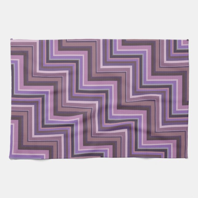 Mauve stripes stairs pattern tea towel (Horizontal)