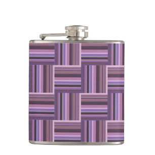 Mauve stripes weave pattern hip flask