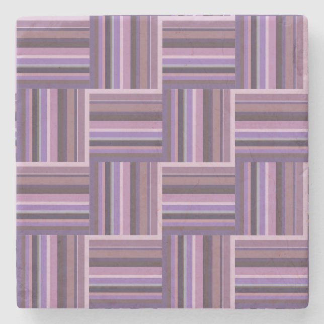 Mauve stripes weave pattern stone coaster (Front)