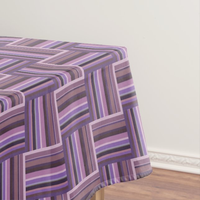 Mauve stripes weave pattern tablecloth (In Situ)