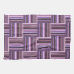 Mauve stripes weave pattern tea towel