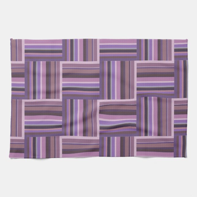 Mauve stripes weave pattern tea towel (Horizontal)
