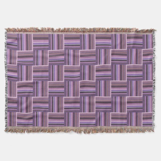 Mauve stripes weave pattern throw blanket (Front)