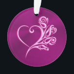 Mauve Stylised Heart and Roses, embossed-effect Ornament<br><div class="desc">A really pretty ornament featuring an embossed-look,  filigree heart and roses on a contrasting,  aubergine background.</div>