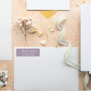 Mauve Stylised Names Wedding Return Address