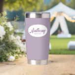 Mauve Stylised Wedding Best Man<br><div class="desc">Gift your wedding Best Man with this personalised,  stainless steel,  thermal tumbler with his name in stylised script in a white oval design. Background and script is a trendy mauve colour. Personalise your thermal tumbler by editing and replacing Best Man's name with desired name.</div>