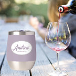 Mauve Stylised Wedding Groomsman Name<br><div class="desc">Gift your wedding groomsman with this trendy and personalised,  stainless steel wine tumbler with his name in stylised script inside a white,  oval design. Background colour and script is mauve. Personalise your wine tumbler by editing and replacing name with desired name. Available in many,  popular wedding colour schemes.</div>