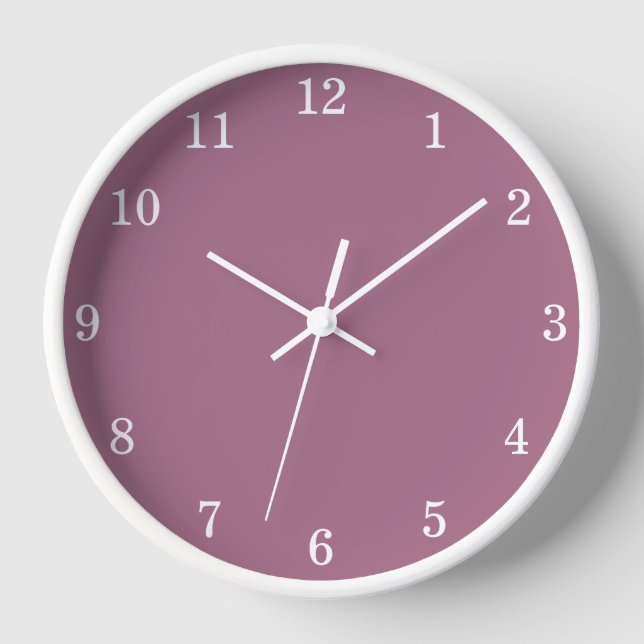 Mauve Stylish Minimalist Wall Clock (Front)