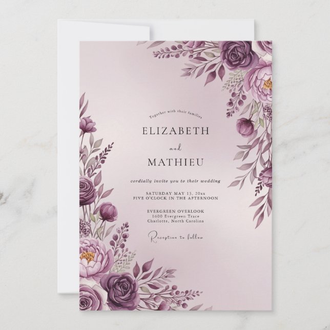 Mauve Sublime Romantic Wedding Invitation (Front)
