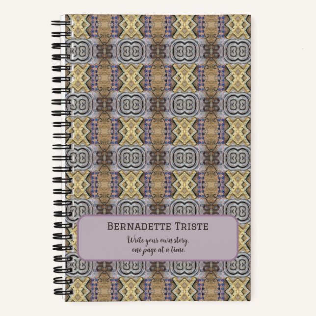 Mauve Tan Brown Geometric Seamless Pattern Notebook (Front)
