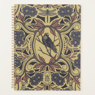 Mauve, Tan & Gray Crow & Dragonfly Floral Planner