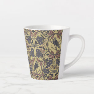 Mauve, Tan & Grey Crow & Dragonfly Floral Latte Mug