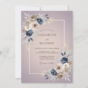 Mauve Taupe Rose Wedding Invitation