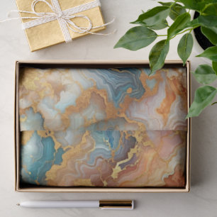 Mauve Taupe Teal Aqua Blue Gold Marble Tissue Paper