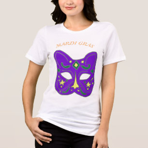 Mauve Venetian Cat Mask Mardi Gras T-Shirt Tri-Blend Shirt