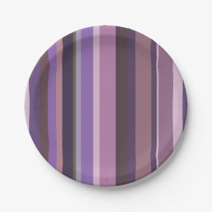 Mauve vertical stripes paper plate