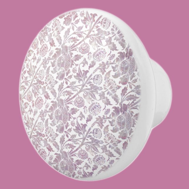 Mauve vintage botanical pattern  ceramic knob (Creator Uploaded)