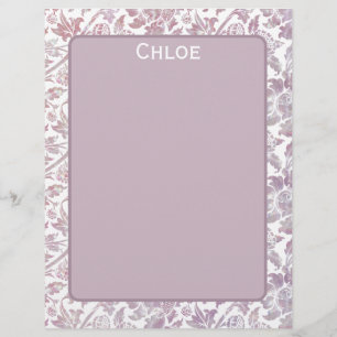 Mauve vintage botanical pattern custom letterhead