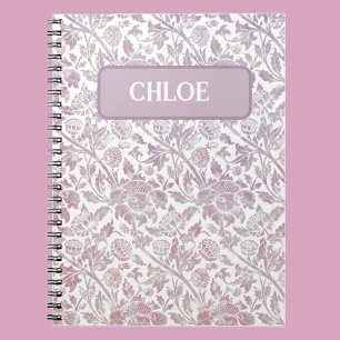 Mauve vintage botanical pattern notebook