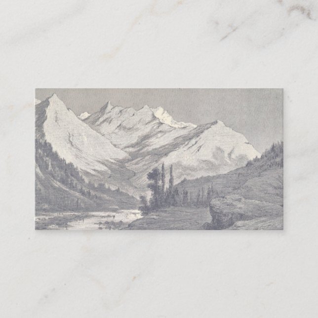 Mauve Vintage Mountain Custom Business Card v1 (Front)