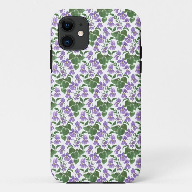Mauve Violets on White Floral iPhone 5/5s Case (Back)