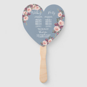 Mauve Watercolor Floral Wedding Ceremony Program   Hand Fan