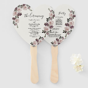 Mauve Watercolor Floral Wedding Ceremony Program Hand Fan