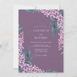 Mauve Watercolor Floral Wedding Invitation