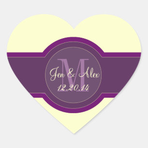 Mauve Wedding Favour Stickers Heart Shaped