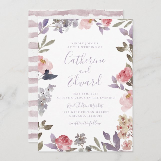 Mauve Wedding Invitation (Front/Back)