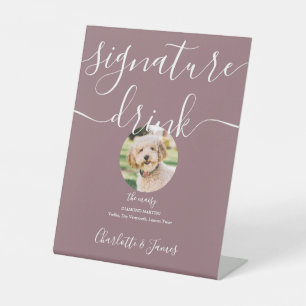 Mauve Wedding Pet Signature Drink Pedestal Sign
