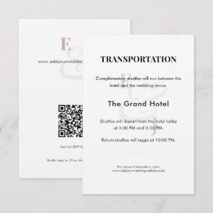 Mauve Wedding Transportation Details Card   QR