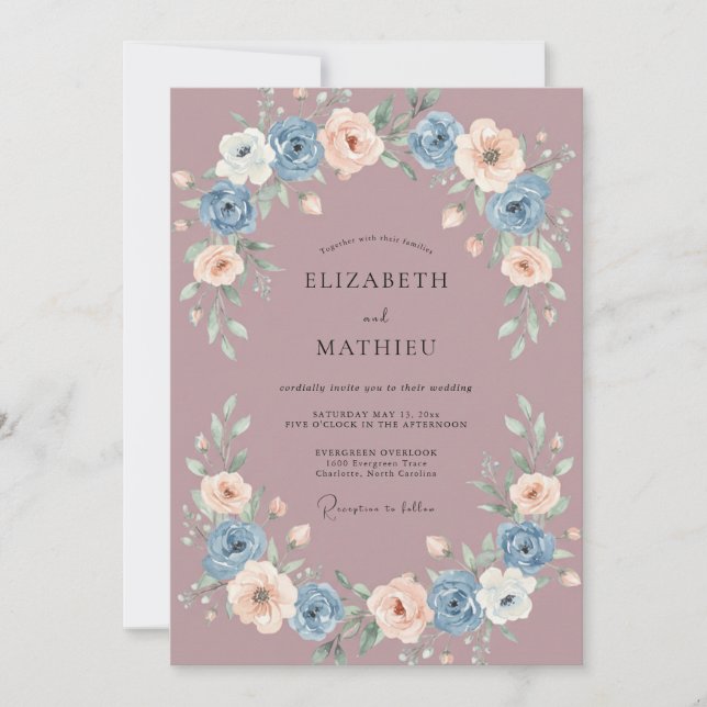 Mauve Whimsical Spring Wedding Invitation (Front)