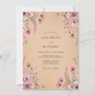 Mauve Whispering Bloom Wedding Invitation