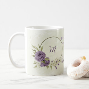 mauve white flowers greenery coffee mug