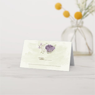 mauve white flowers greenery wedding place card