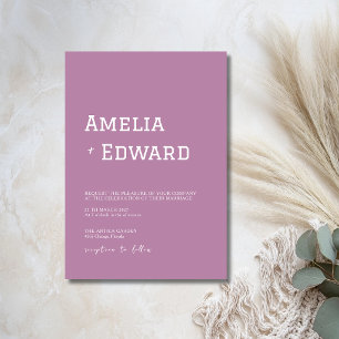 Mauve & White Minimalist Clean Modern Wedding Invitation