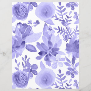 Mauve & White Watercolor Floral Scrapbook Paper