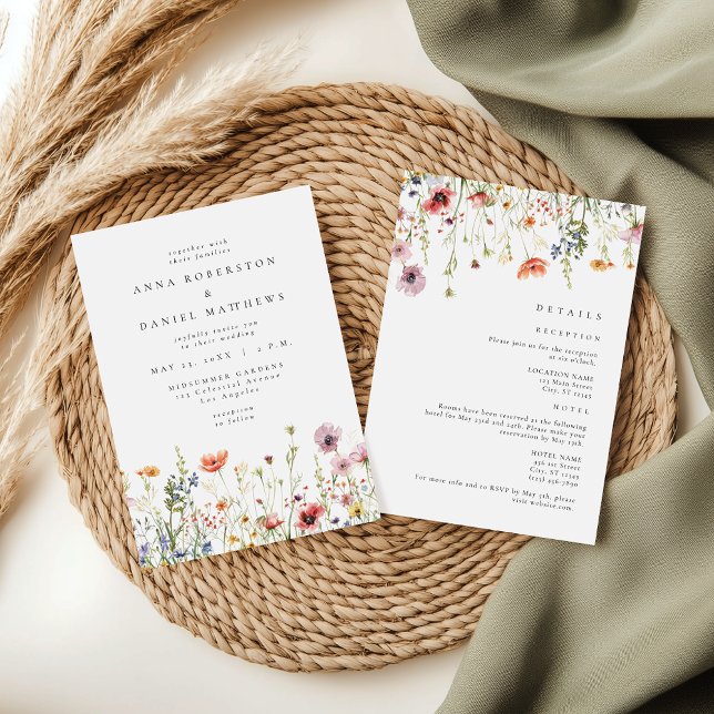 Mauve Wildflower All In One Wedding Invitation (Creator Uploaded)