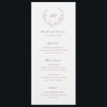 Mauve Wreath Monogram Elegant Wedding Menu<br><div class="desc">Elegant wedding menu featuring a clean and timeless design with your monogram inside of a wreath crest.</div>