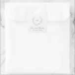 Mauve Wreath Monogram Elegant Wedding Square Sticker<br><div class="desc">Elegant wedding favour stickers featuring a clean and timeless design with your monogram inside of a wreath crest along with the message "love and thanks" and your names.</div>