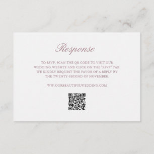 Mauve Wreath Monogram QR Code Elegant Wedding RSVP Card