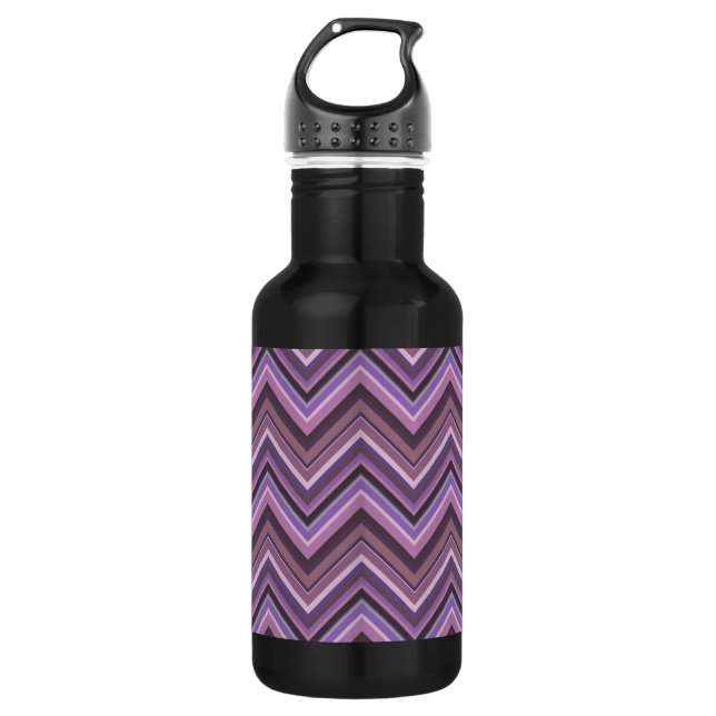 Mauve zigzag stripes 532 ml water bottle (Front)